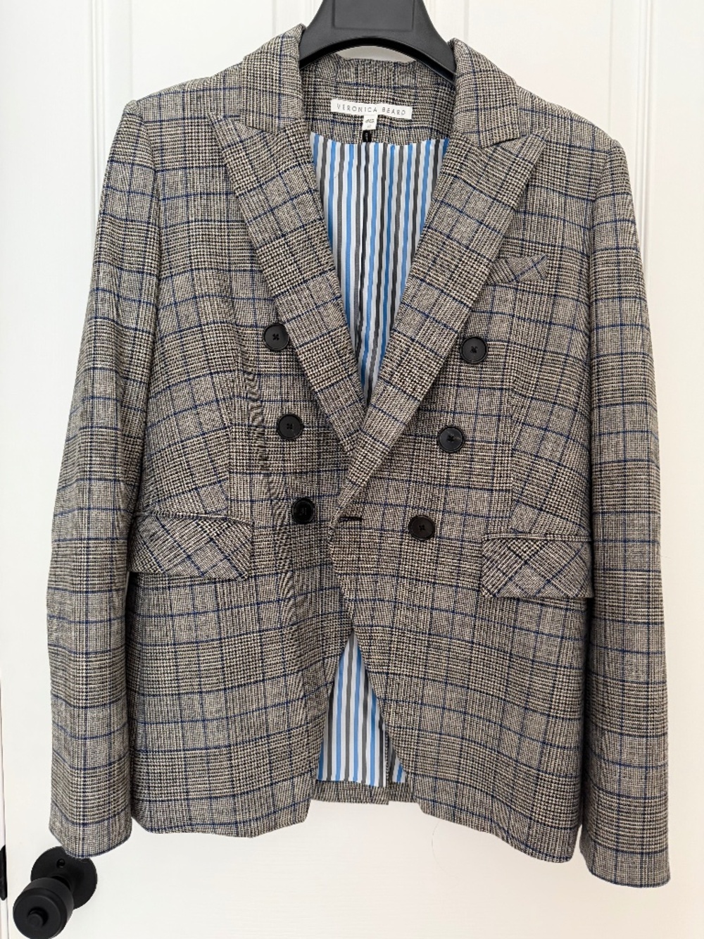 Veronica Beard Plaid Double-Breasted Blazer — Size 10